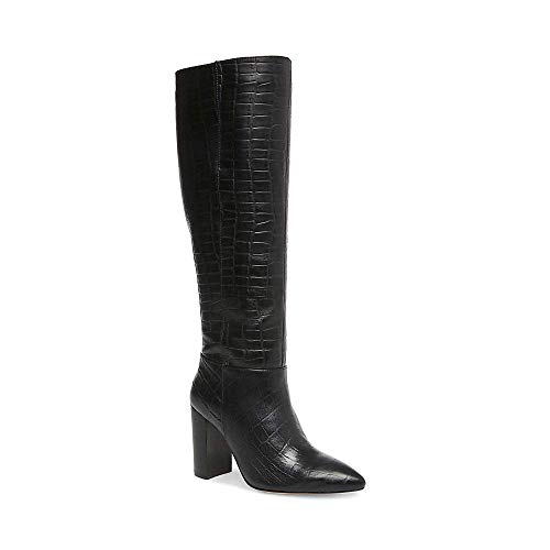 Steve-Madden-Womens-Fenix-Leather-Pointed-Toe-Knee-High-Black-Croco-Size-75