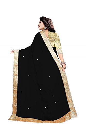 effigy onlinehub women's chiffon saree with blouse piece (peach zecardpatta)