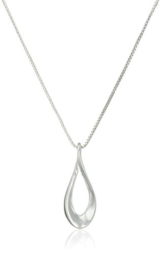 Sterling silver twisted teardrop pendant necklace 18"