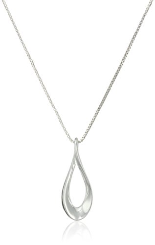 Sterling Silver Twisted Teardrop Pendant Necklace 18