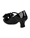 Little Angel AH60 Fabric Chiffon Floral Decor Peep Toe Mary Jane Kitty Heel Pump (Toddler / Little Girl / Big Girl) - Black