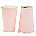 Juvale Pink Party Cups - 12 Oz, 50 Pack, Light Pink & Gold - Disposable Paper Cups for Hot & Cold Beverages - Bridal & Baby Shower