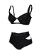 FeelinGirl Women's Sexy Criss Cross High Waist Bandage 2PCS Bikini Set Swimsuit,Black,M(US8-10)