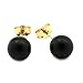 14k Yellow Gold 5 Millimeters Black Simulated Onyx Ball Stud Earrings