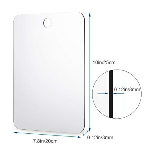 DFLLLO Miroir de Douche Miroir de Rasage Miroir pour Douche Antibuée, Miroir de Rasage sans buée, Miroir de Maquillage,Miroir de Douche sans Cadre,Miroir Suspendu Mural, Miroir deVoyage (11inX7.8in)