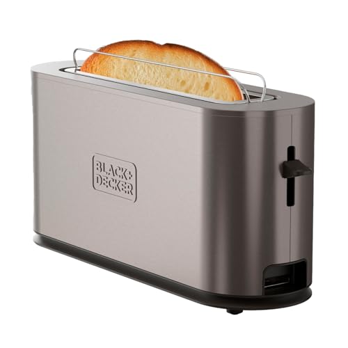 Black+Decker - BXTO1002E 1000W Toaster | Extra Large Slot 260x42mm | 7 Burning Levels | 3 Integrated Functions | Extra Lift | Non-slip Feet | Crumb Catcher