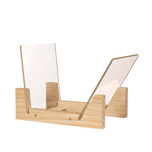 KAIU Vinyl Record Storage - Solid Wood with Crystal Clear Acrylic Holder - Premium Design (Natural, Mini Version)