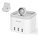 Simpeak 4 Port USB Charger Station, Charger Stand Compatible with Apple Watch Series 5 4 3 2 1, [Nightstand Mode], with Phone Charger Holder Stand, White