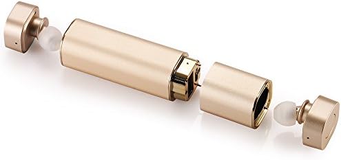 Bluetooth Earbuds, Elftear Mini Invisible Twins Bluetooth Headsets Sports Noise Canceling Wireless Headphone Stereo In-Ear Earphone with Mic Portable Charger for Android IOS (Gold)