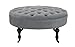 Divano Roma Furniture - Round Tufted Microfiber Coffee Table with Casters, Ottoman with Wheels (Grey)