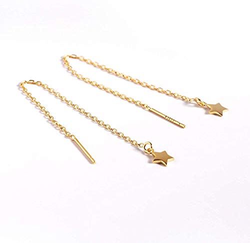 Sterling Silver Threader Tassel Earrings Star Drop Dangle Long Charm Earrings A Pair (gold)