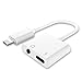 Lightning Jack Audio Headphone Adapter for iPhone X /10/8/8 Plus iPhone 7/7 Plus&ipod&ipad. 3.5mm Aux Earphone Audio Adaptor and Charge Converter[Audio+Charge+Music](Support iOS 11 or Later)(White)