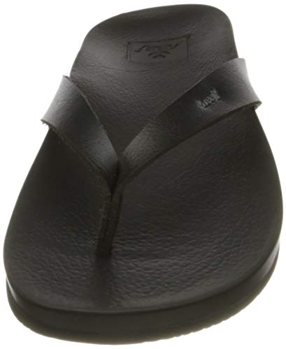 reef women's cushion bounce court black flip flops