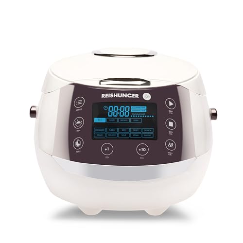 REISHUNGER Digitaler Reiskocher & Dampfgarer – 1,5L – Weiß