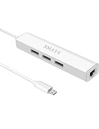 Micro USB adaptador LAN con 3 Port USB 2.0 Hub Blanco para la transmisión de TV Dispositivo