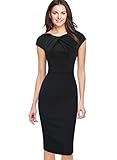 VfEmage Womens Asymmetric Neckline Ruched Twist Wear to Work Casual Dress