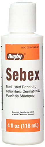 Rugby Sebex Medicated Dandruff Shampoo for Women and Men - 2% Sulfur and 2% Salicylic Acid Anti-Dandruff Shampoo - Helps With Symptoms of Seborrheic Dermatitis and Psoriasis - 4 Oz. (1 Pack)