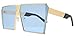 Oversized Flat Top Square VINTAGE RETRO SHIELD Style Aviator SUNGLASSES (GOLD, Blue)