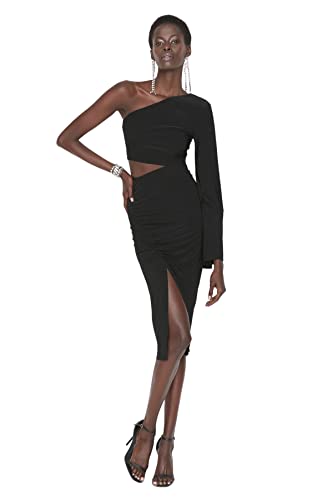 Trendyol Damen Detailliertes Kleid, Schwarz, 60