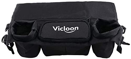 Vicloon Baby Stroller Organizer Storage Bag, Stroller Buggy Bottle Hanging Pouch, Stroller Accessory with Pram Pushchair Cup Holder and Zippered Pocket, Oxford Fabric, Universal Storage Bag, Black