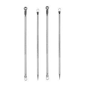 Sweetpea Stainless Steel Blackhead Remover Needle 2-Round & 2-Pointed Tip (Pack Of 4)
