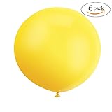GuassLee Giant Balloons 36-Inch Round Balloons - 6 Pack Big Latex Lemon Yellow Balloons