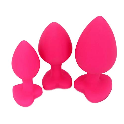 Set of 3 - Bu~tt P~lu~g T-bar Base - Silicone Toys - Erotic Games Role Play - Jeweled Stimulator Toys for Men and Women - 3 pcs Beginners Silicon Anales Set - Best Idea for Gift - Pink