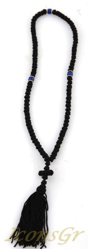 Handmade Christian Orthodox Greek Komboskoini,prayer Rope 100knots Pentant Black