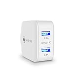 Wall Charger 24W 4.8A Wanshine Smart Dual Port USB Travel Charger for iPhone iPad, Samsung Galaxy, HTC Nexus Moto Blackberry(Charges Fast and Quickly) - White