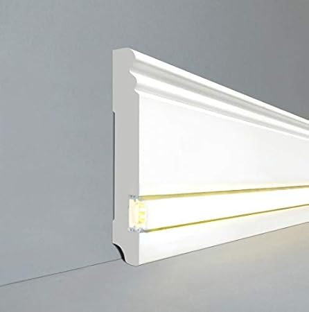 LEDLicht Fuß- u. Sockelleisten'Berlin' Berliner Profil 115 x 19 mm MDF foliert 719.115L | LED Sockelleiste | Lichtleiste | Pr