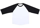 Ola Mari Unisex Kids Raglan Baseball T Shirt Top, Medium, White/Black