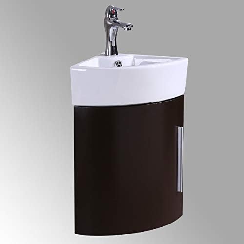 Corner Wall Mount Bathroom Vanity Sink White With Dark Oak Vanity Renovators Supply