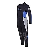 Seavenger 3mm Kids Full Body Wetsuit with Knee Pads for Surfing, Snorkeling, Swimming (Ocean Blue, 4)