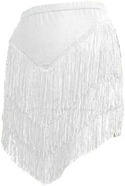 YOUMU Women Latin Skirt Tango Rumba Dancewear Ballroom Fringe Tassels with Shorts Inside