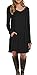 LILBETTER Women's Long Sleeve Pocket Casual Loose T-Shirt Dress (Black L)