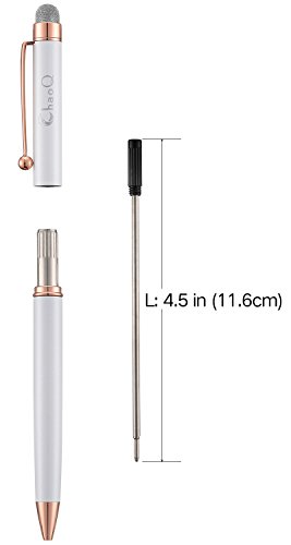 Stylus Pens, CHAOQ Metal Rose Gold Clip Black Red Stylus [2 Pack] for Touch Screens Devices Black Ink Ballpoint Pen & Mesh Fiber Stylus for iPad, iPhone, Tablets + 6 Extra Replaceable Mesh Fiber Tips - Thumbnail 2