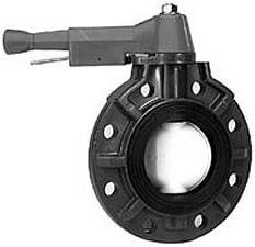 TVI Thermoplastic Valves BF/PVC:0400BFPX0BBWML Ind. Butterfly Valve, PVC/PP/Nitrile (Seat) with Lever, 4"