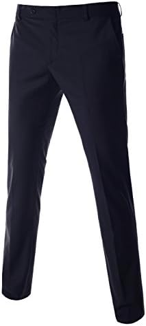 Showblanc (SBTLKP267) Man Basic Daily Flat Front Business Dress Trouser Pants NAVY X-Large(33W/34L)