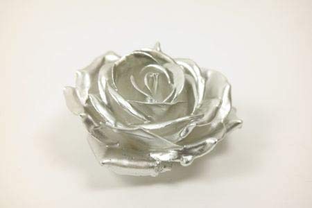 INNA Glas - Set 72 x Wachsrose, Silber, Ø 10 cm - Deko Rosenköpfe/Künstliche Blüten