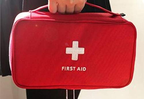 SCHOLMART Portable First Aid Empty Kit Pouch Tote Small First Storage Bag Compact Emergency Survival Bag Medicine Bag for Home Office Travel Camping Sport Backpacking Hiking Cycling Gym (Red)