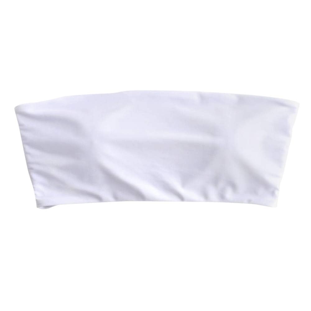 Photo 1 of ZAFUL Women's Bandeau Bikini Top - Solid Color Bathing Suit (1-Top Only - White,S)
