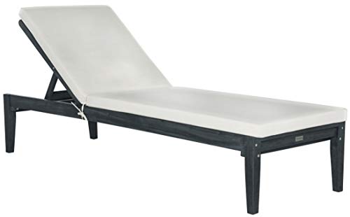 Safavieh PAT6729K Outdoor Collection Azusa Dark Slate Grey and Beige Sunlounger Lounge Chair, Gray - Thumbnail 2