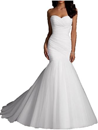 Kittybridal Women Mermaid Wedding Dresses Bridal Dress Wedding Gowns White US4