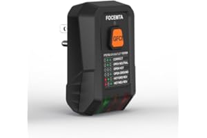 Focemta Outlet Tester, Receptacle Tester for 90-135V Standard North American AC Circuits, 3-Prong Compability with GFCI Funct