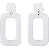 Exaggerated Lightweight Unique 70s 80s Retro Acrylic Long Geometric Neon Dangle Drop Earrings for Women Statement Party Halloween Costume