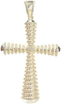 Sterling Silver Men's Cross Pendant; Gold (65 mm, 40 mm, 17.50 Grams)