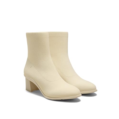 VIVAIA Amanda Women's Ankle Boots, Almond Toe Block Heel Booties, Comfortable Water Repellent Walking Boots for Fall Winter Daily Outfit Cream Size 6 at Amazon