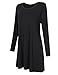 Leadingstar Women Long Sleeve Tunic Top Shirt Dress Casual Mini Black Dress (S, Black)
