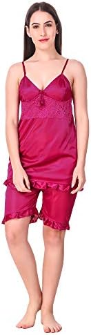 MILIT Satin Night Suit Set (Top & Shorts) for Women