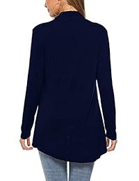 Yanekop Womens Casual Lightweight Open Front Cardigan Long Sleeve Duster with Pockets